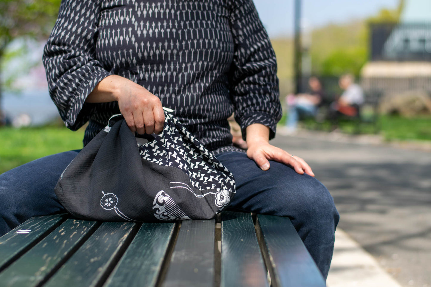 Reversible Azuma Sack Medium Made from Salvaged Japanese Fabric D #0702001