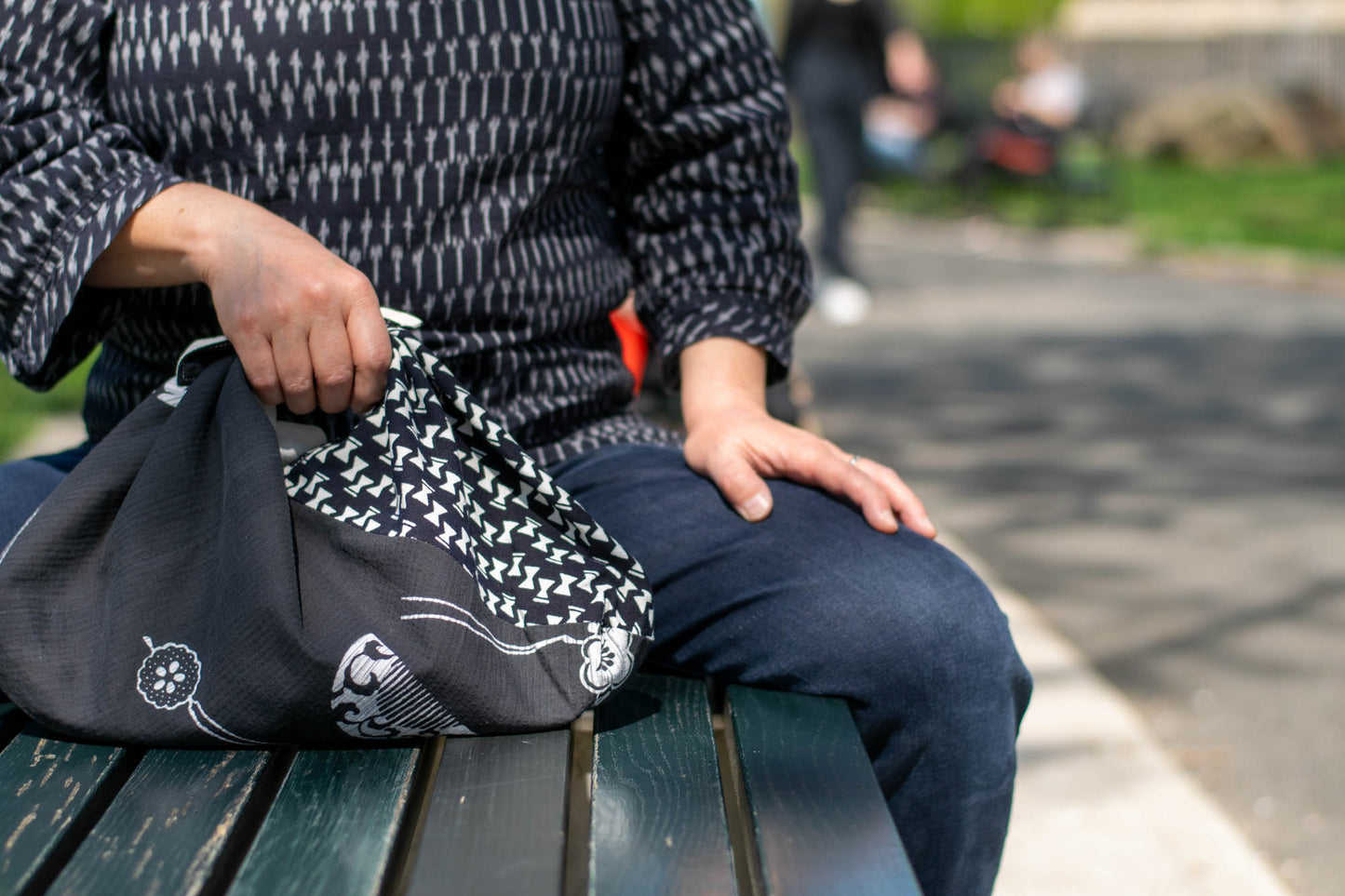 Reversible Azuma Sack Medium Made from Salvaged Japanese Fabric D #0702001