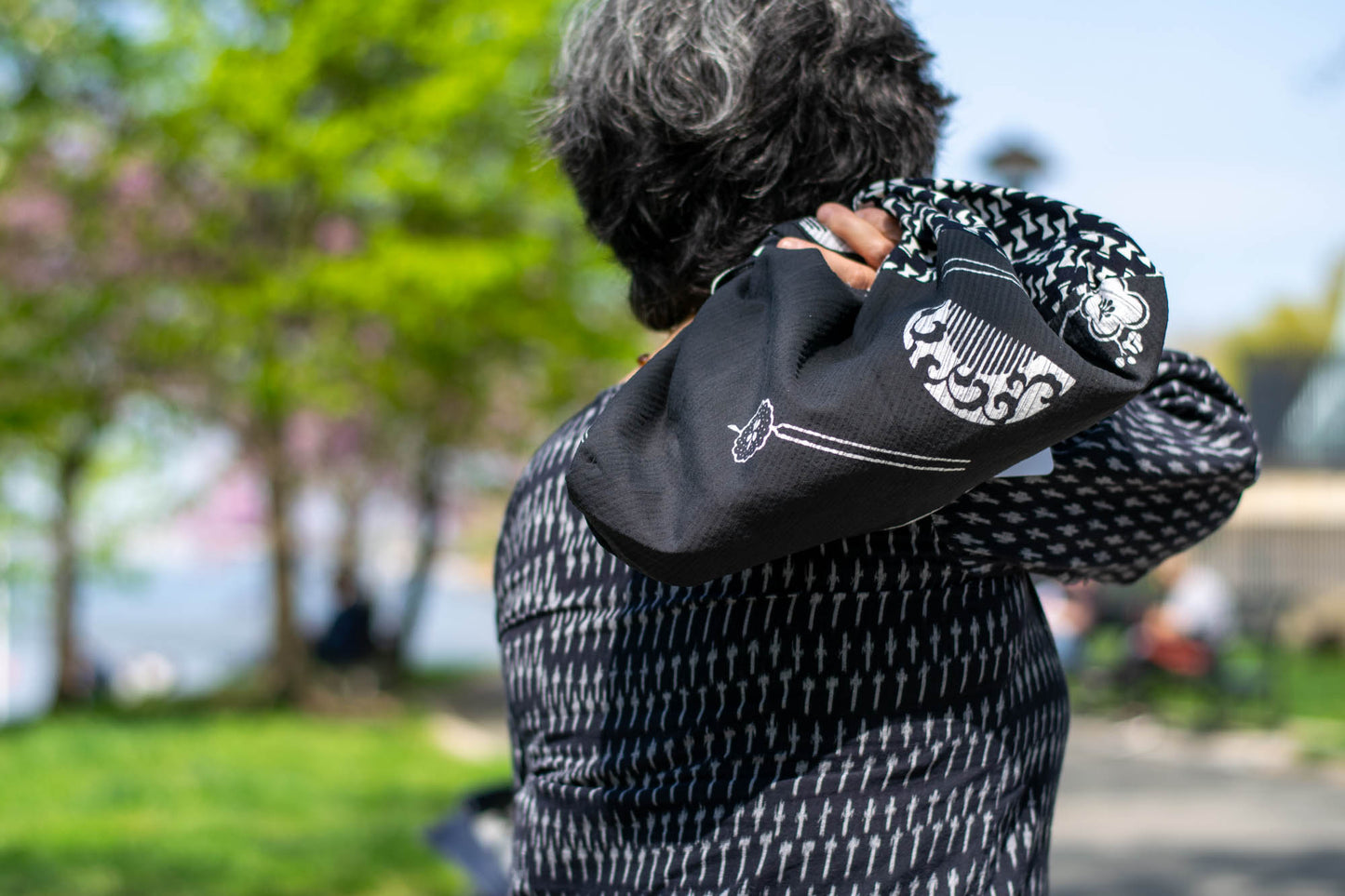 Reversible Azuma Sack Medium Made from Salvaged Japanese Fabric D #0702001