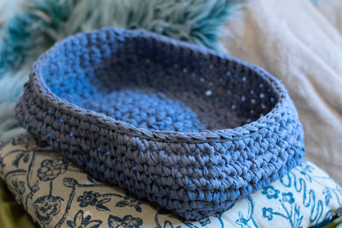 Eco Friendly Baskets — Large and Small Set, side view large basket