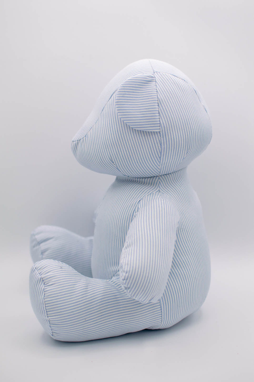 Eco-Friendly Blue Pinstripe Teddy Bear without Eyes #0801009