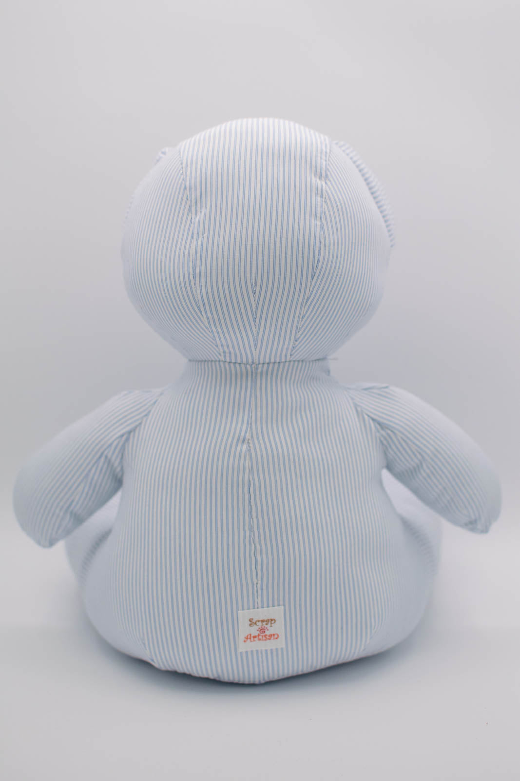 Eco-Friendly Blue Pinstripe Teddy Bear without Eyes #0801009