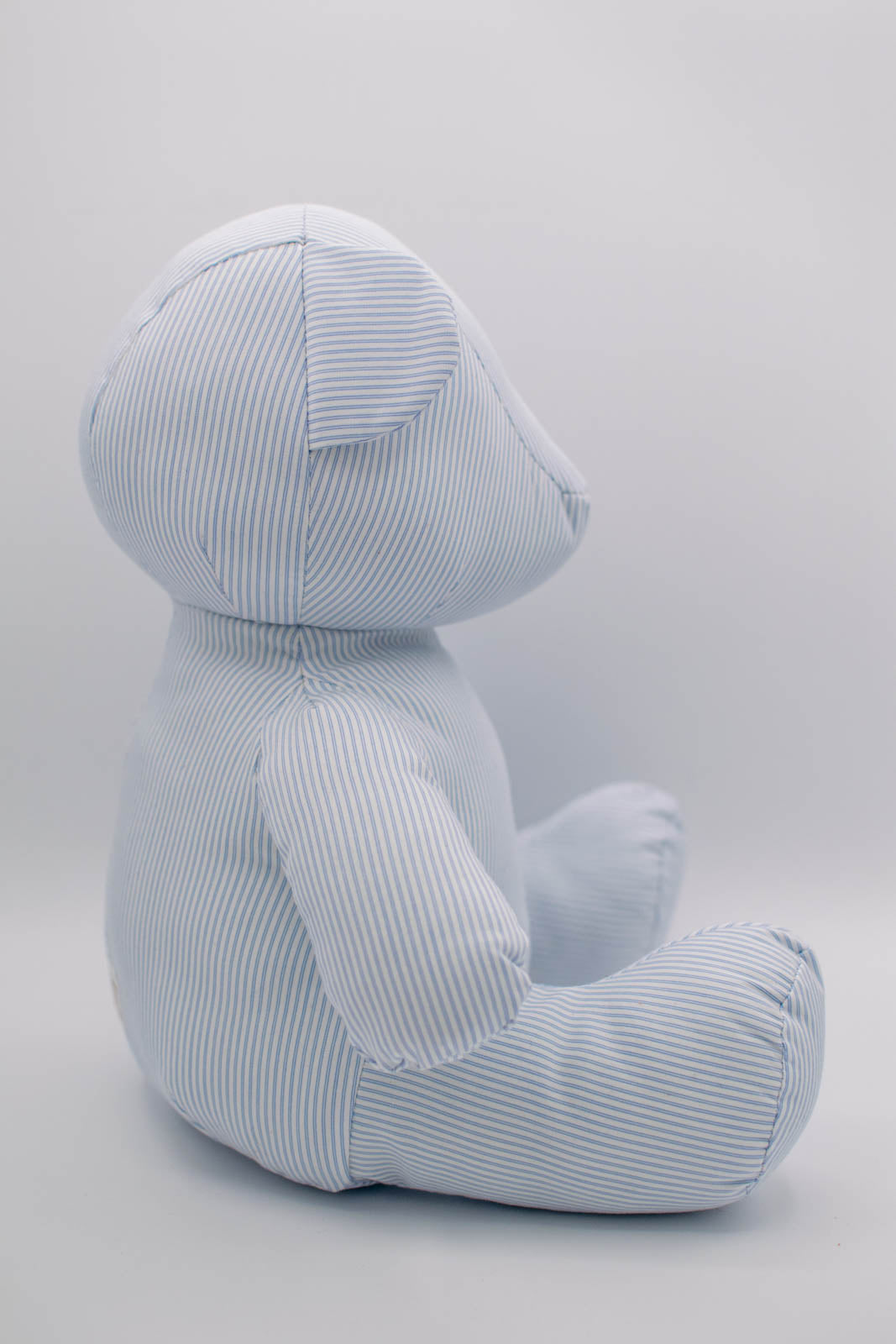 Eco-Friendly Blue Pinstripe Teddy Bear without Eyes #0801009