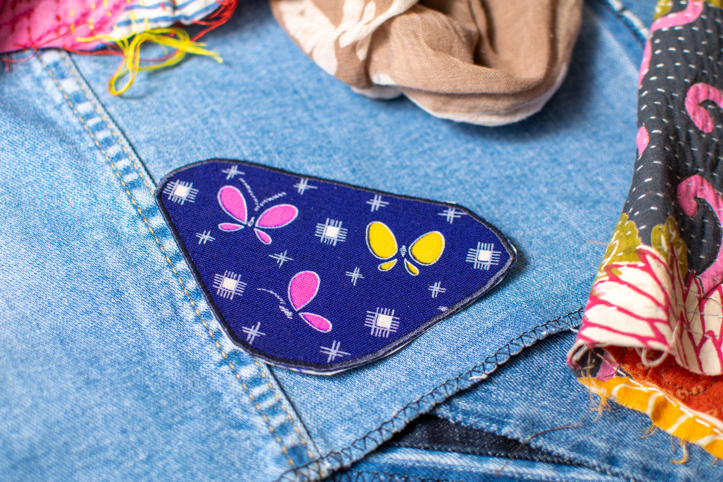 Butterflies in Blue Kimono Patch-1