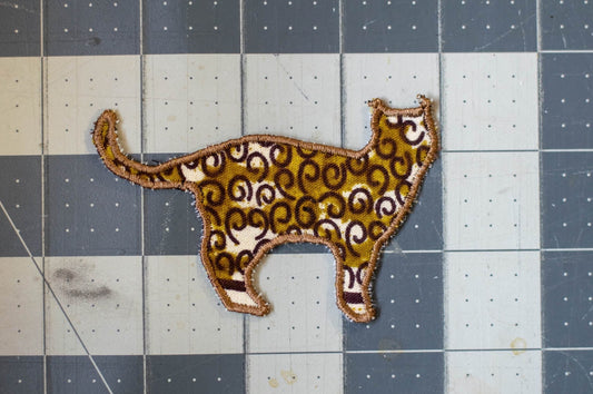 Standing Cat Patch Made from African Wax Print
