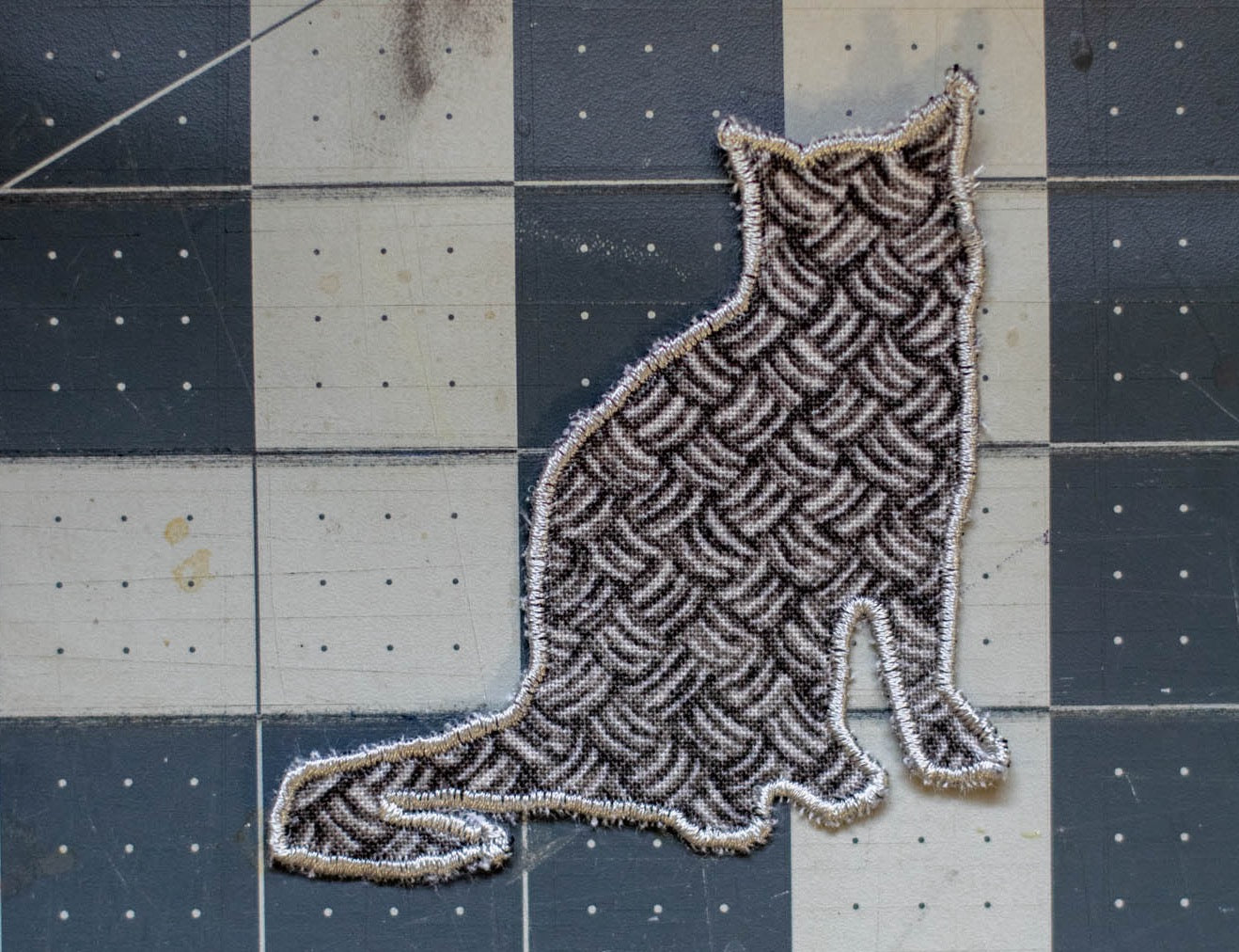 Sitting Gray Patterned Cat Patch