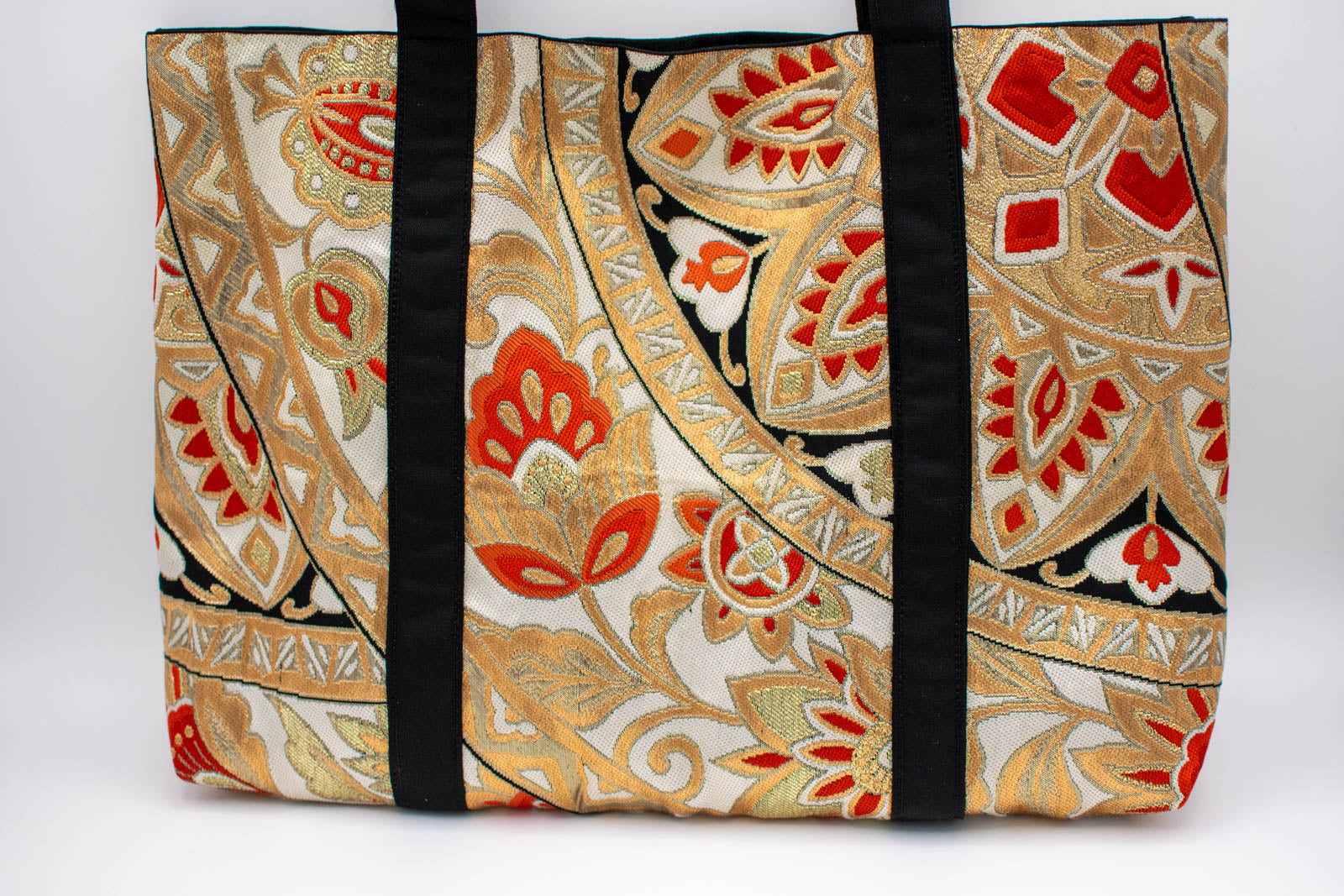 Gold and Orange Floral Obi Sash Tote-6