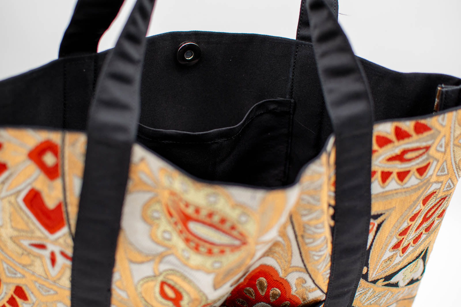 Gold and Orange Floral Obi Sash Tote-7