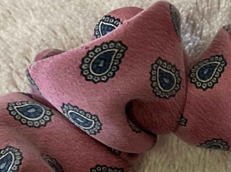 Scrunchie Made from A Necktie — Paisleys on Dusty Pink-3
