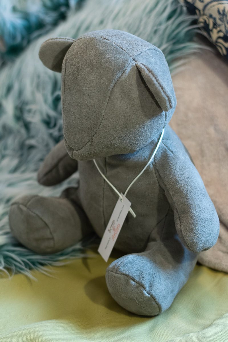 Eco-Friendly Gray Suede Teddy Bear−2