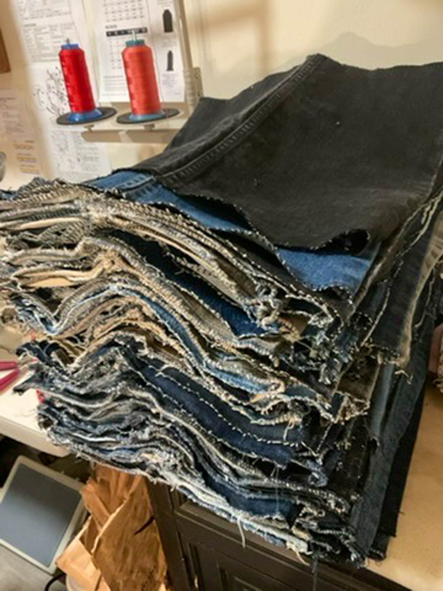 Sling Bag/Waist Pouch Made from Reclaimed Materials — Red Zipper and Red Fabric