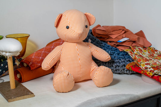 Orange Gingham Shirt Teddy Bear 1