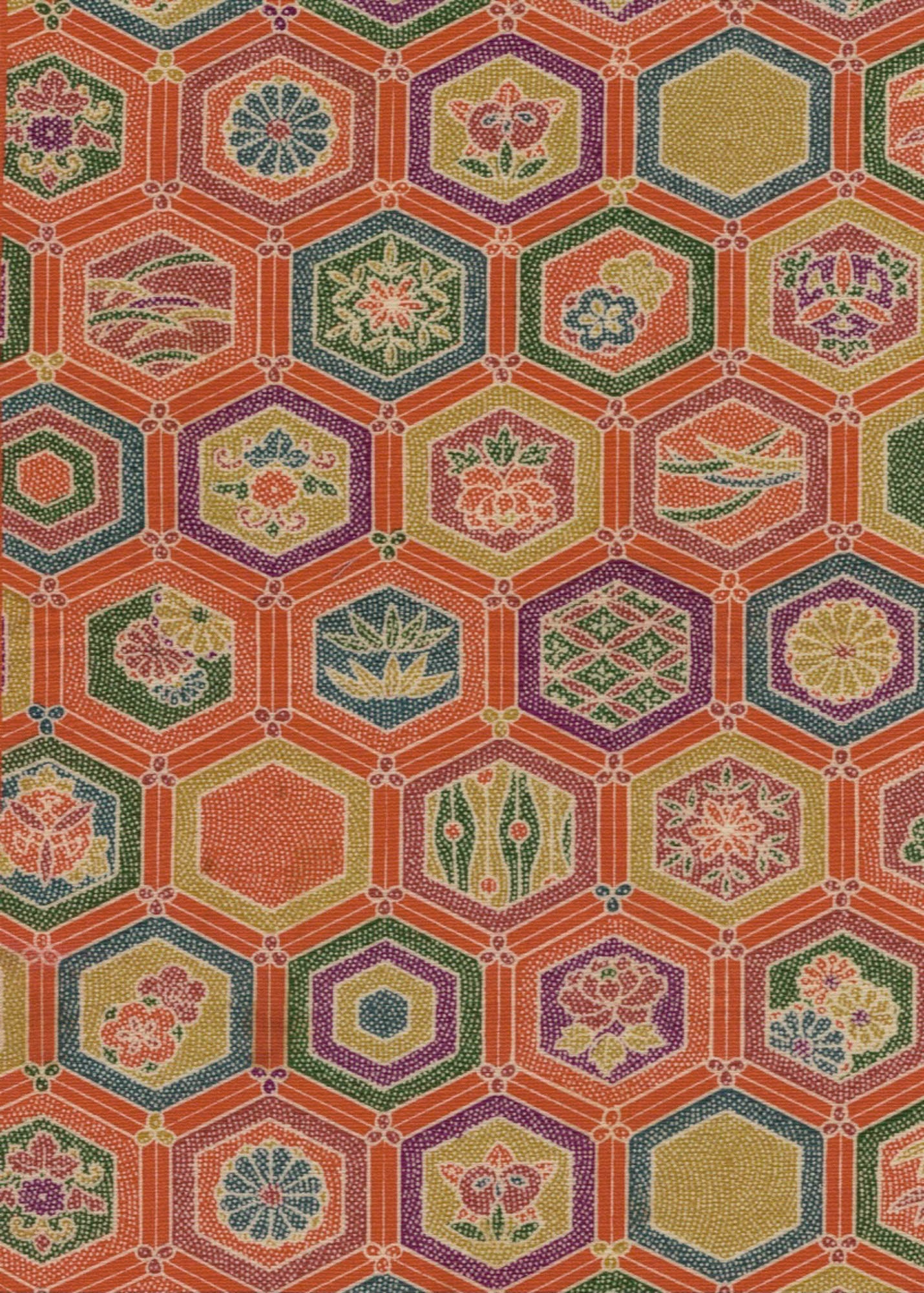 Hexagonal Pattern Kimono Fabric