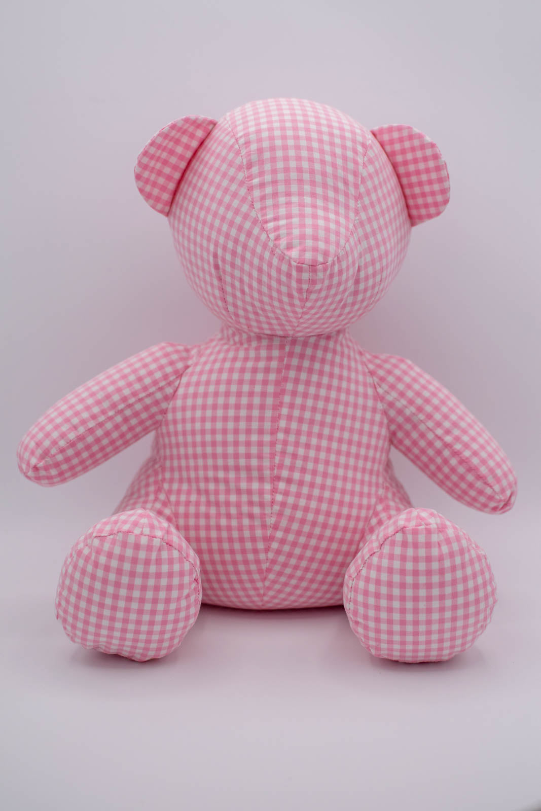 Eco-Friendly Pink Gingham Check Teddy Bear without Eyes #0801005