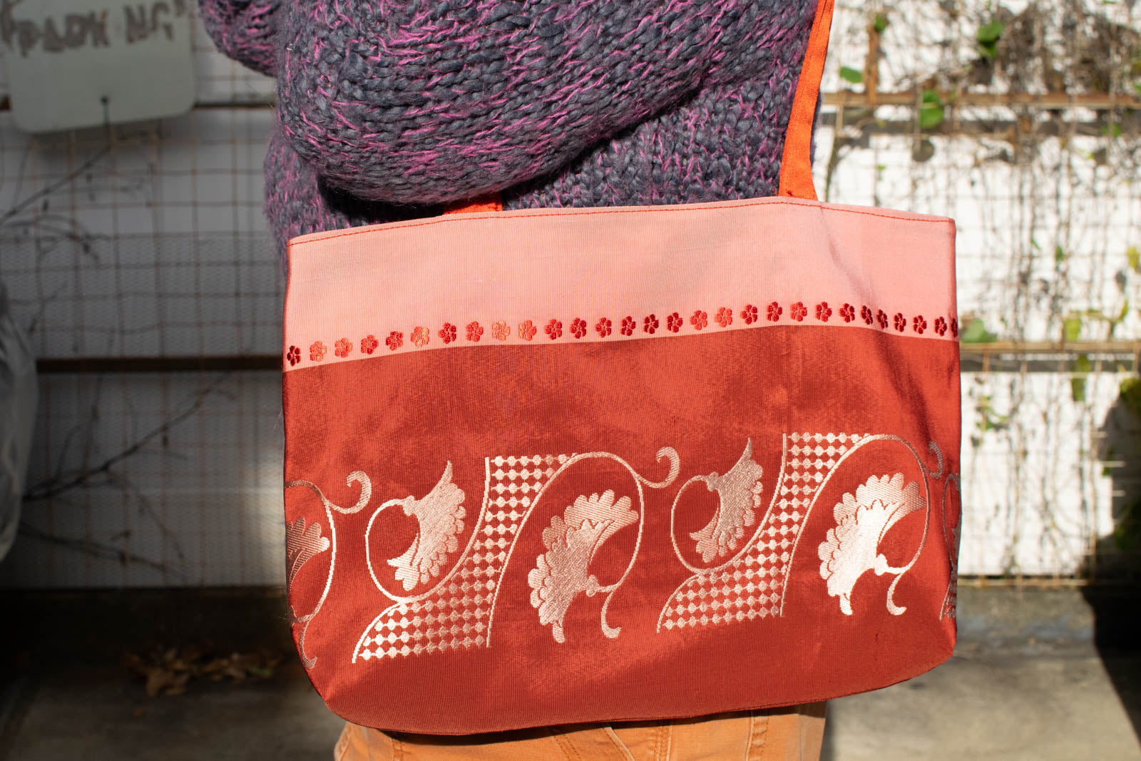 Pink and Red Obi Sash Tote-1