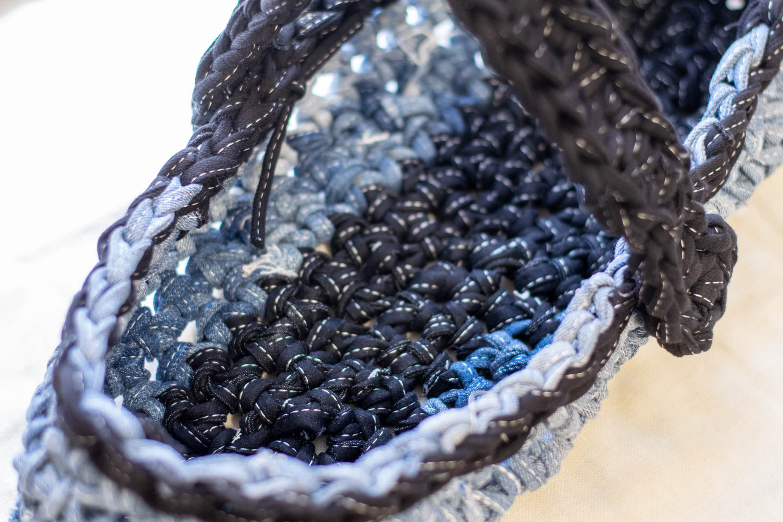 Eco Friendly Jean Basket — Long Oval Bread Basket, detail 2