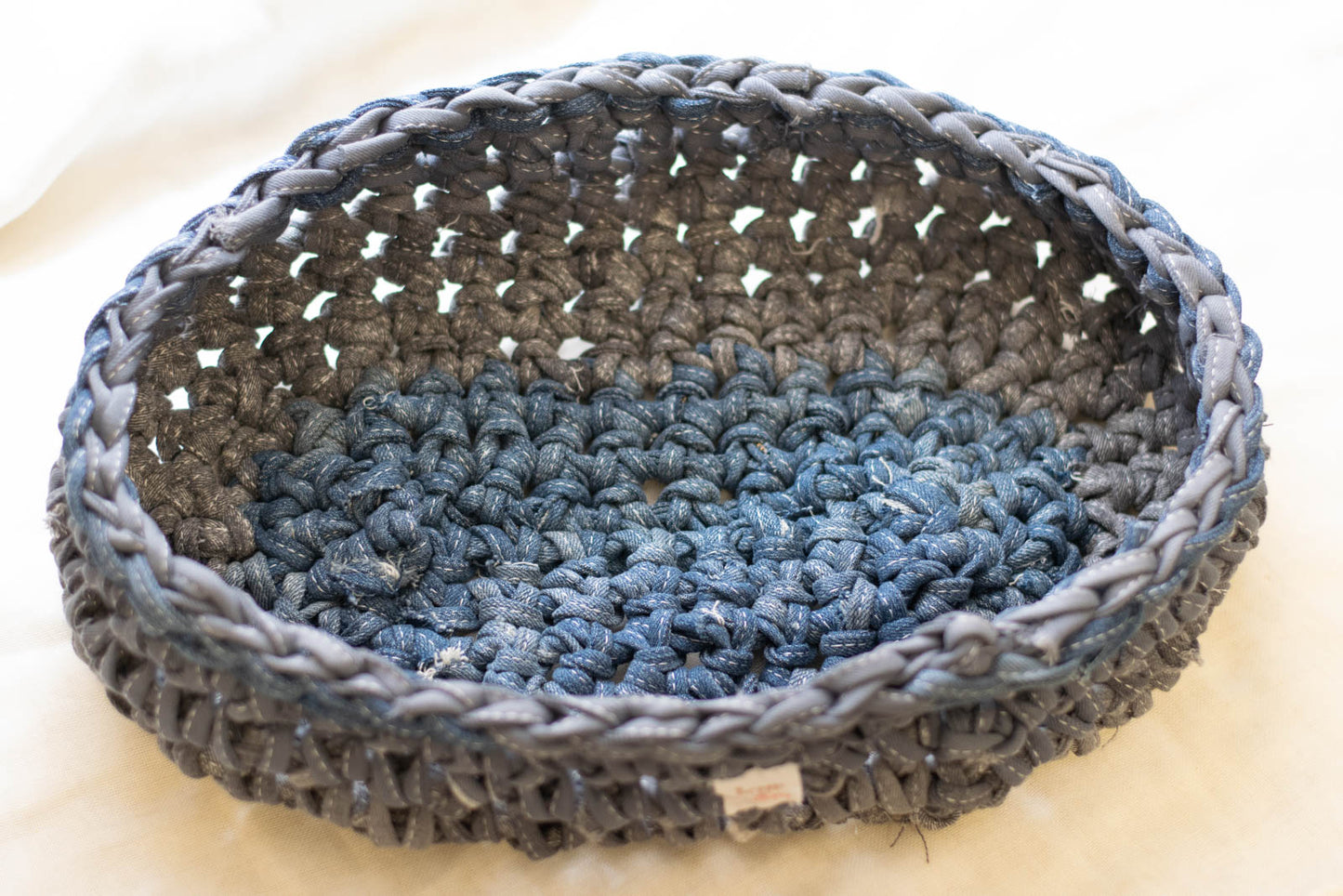 Eco Friendly Jean Basket — Large Oval, above view