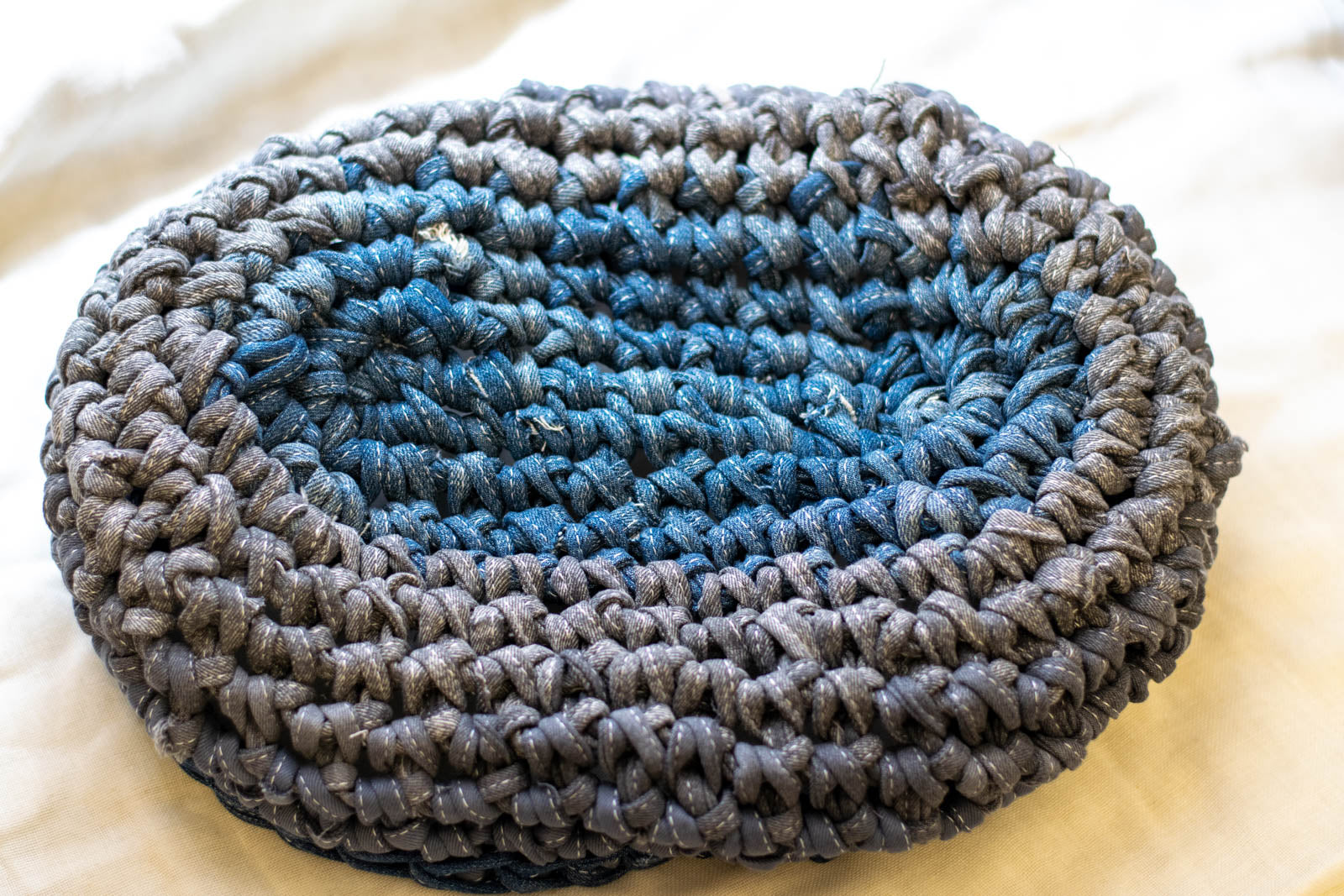 Eco Friendly Jean Basket — Large Oval, bottom