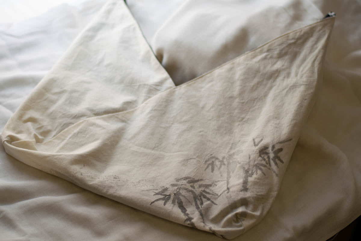 Reversible Azuma Tote Bag Medium Made from Salvaged Japanese Fabric D, inside untied-1