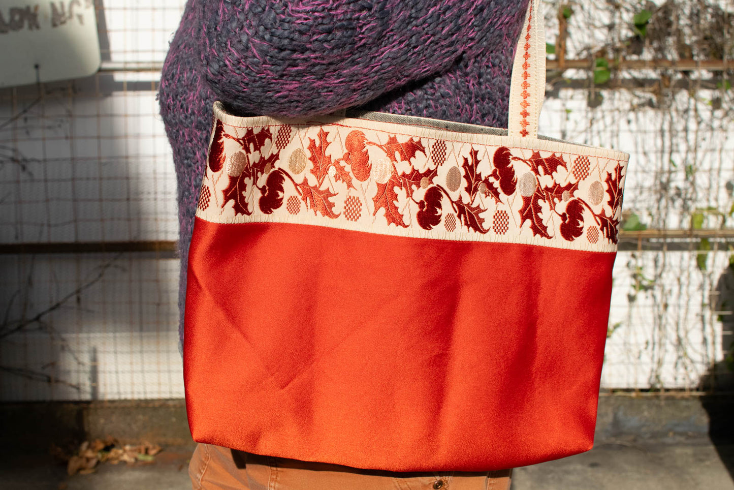 Red and White Obi Sash Tote-1