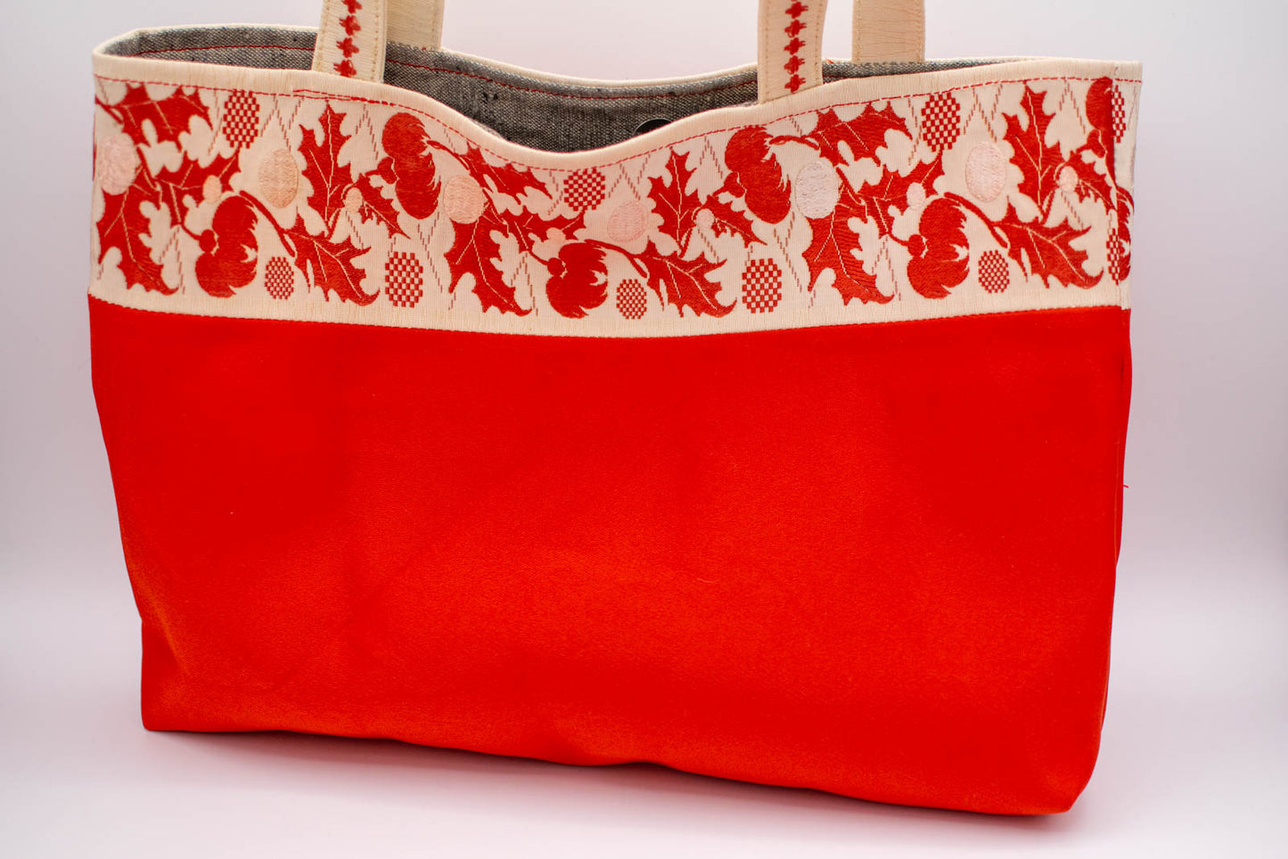 Red and White Obi Sash Tote-4