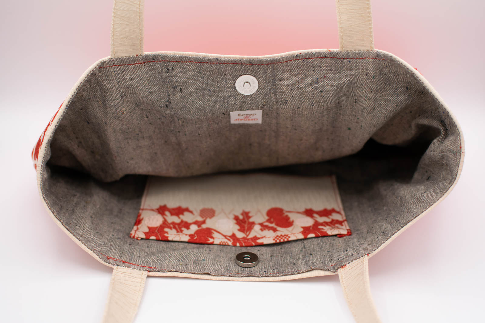 Red and White Obi Sash Tote-7