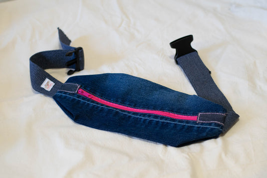 Denim Sling Bag Pink Zipper-1