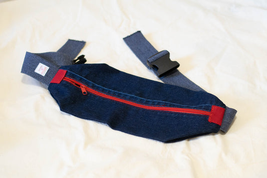Denim Sling Bag Red Zipper-1