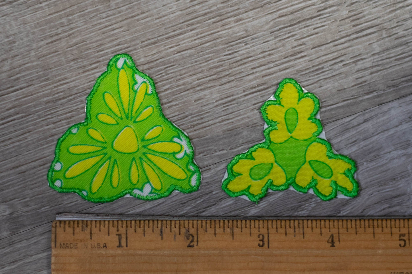 Yellow, Green, White Flower Patch/Appliqué Set of 2