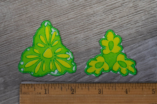 Yellow, Green, White Flower Patch/Appliqué Set of 2