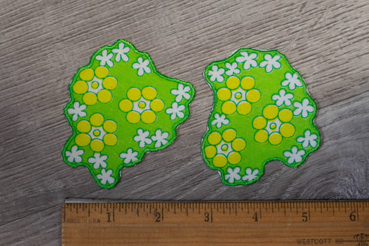 Yellow, White, Green Flower Appliqué/Patch Set of 2