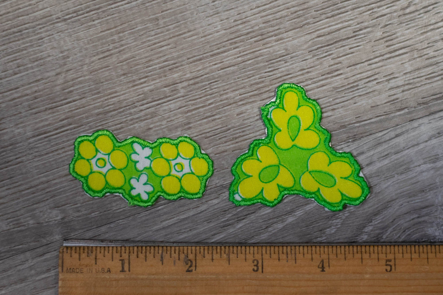 Yellow, Green, White Flower Patch/Appliqué Set of 2