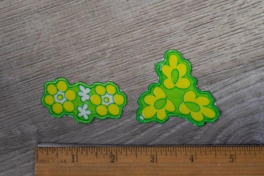 Yellow, Green, White Flower Patch/Appliqué Set of 2