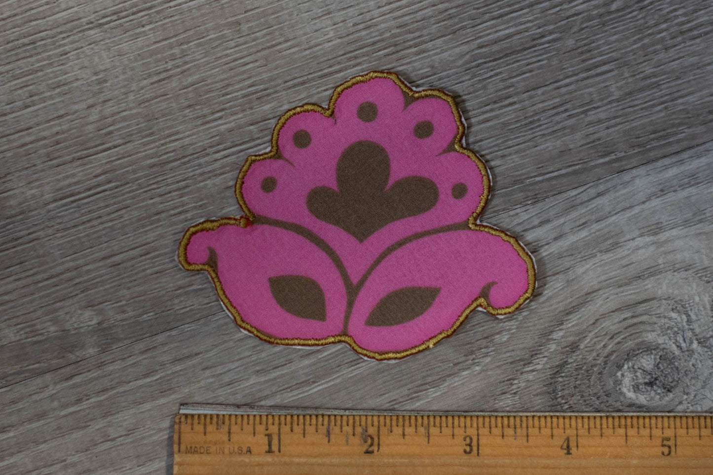 Pink Flower Patch/Appliqué Made from Recycled Fabric