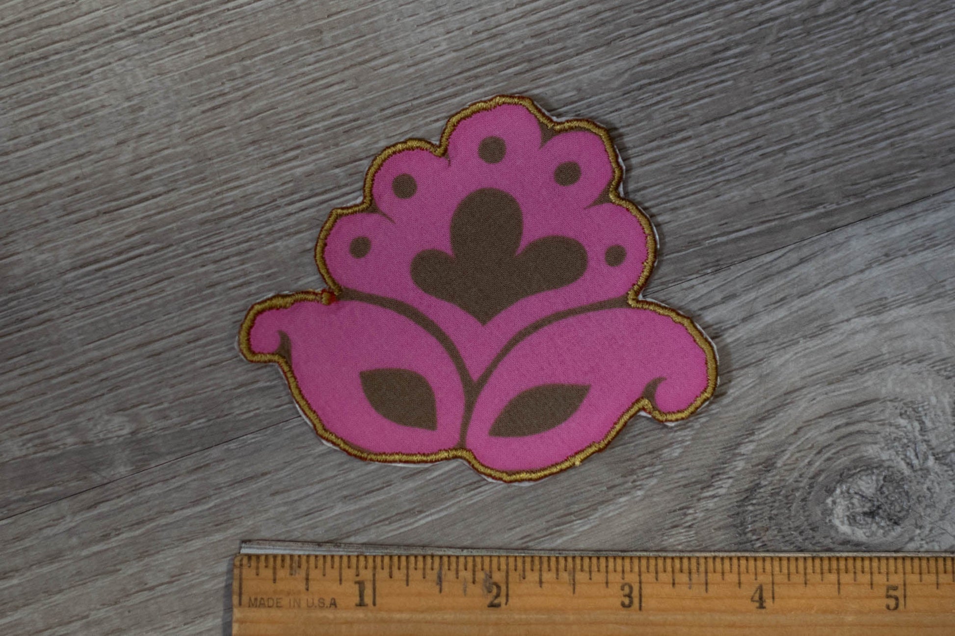 Pink Flower Patch/Appliqué Made from Recycled Fabric