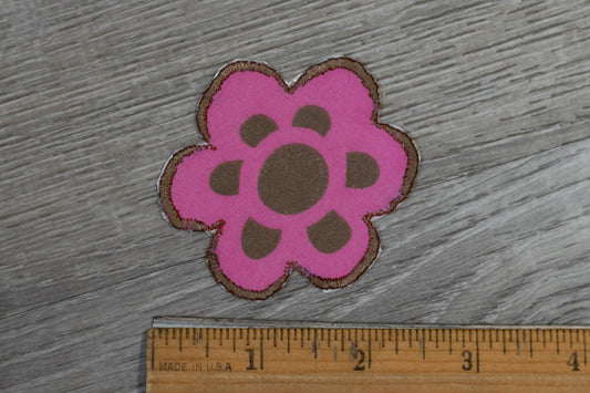 Pink Flower Patch/Appliqué Made from Recycled Fabric