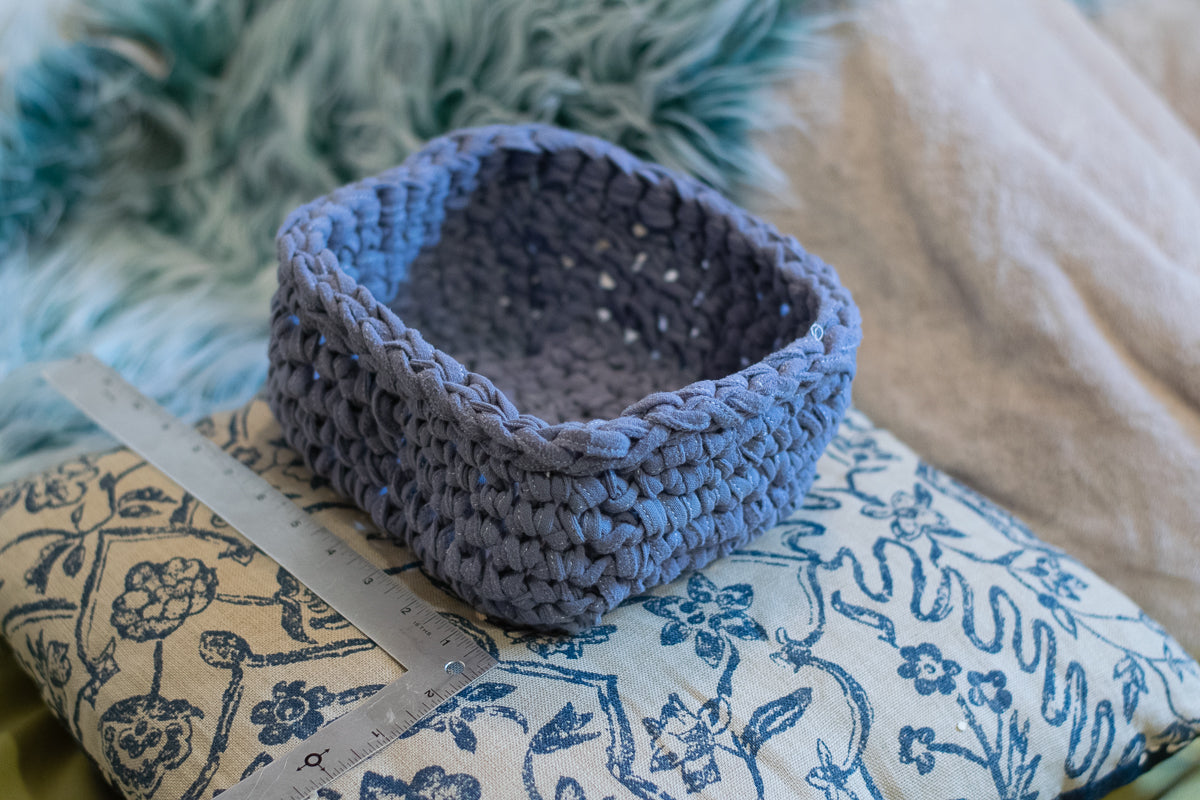 Eco Friendly Baskets — Large and Small Set, side view small basket