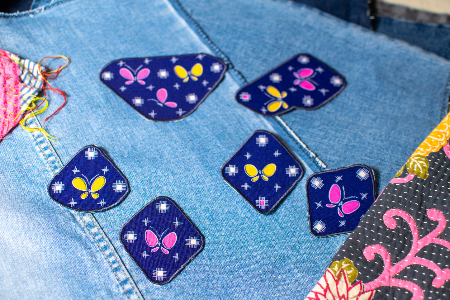 Butterflies in Blue Kimono Patch-2