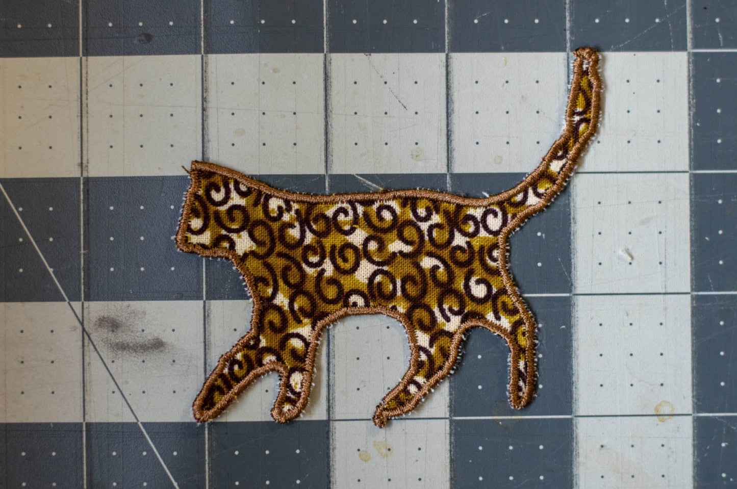 Walking Cat Patch/Appliqué Made from African Wax Print