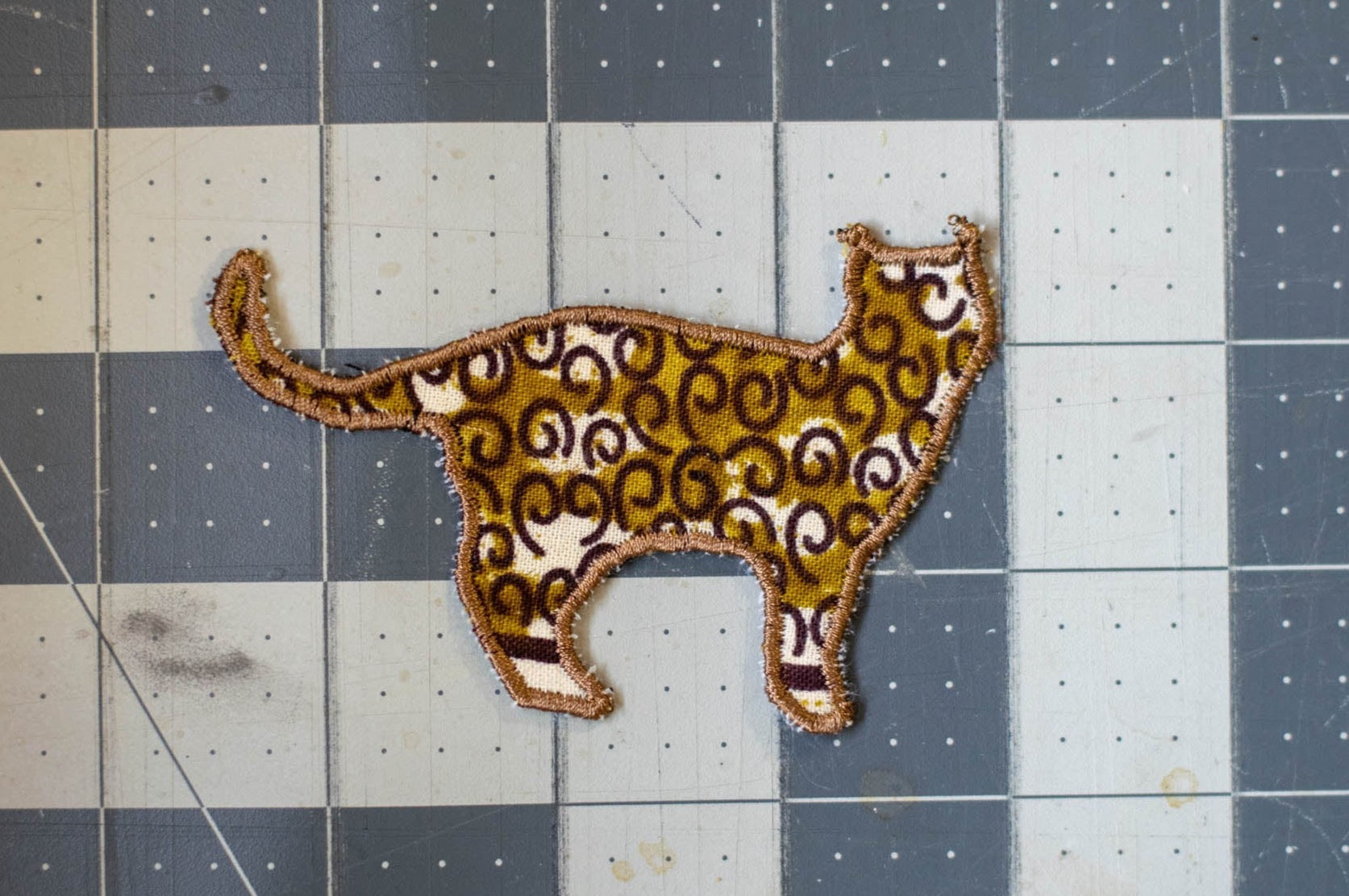 Standing Cat Patch Made from African Wax Print