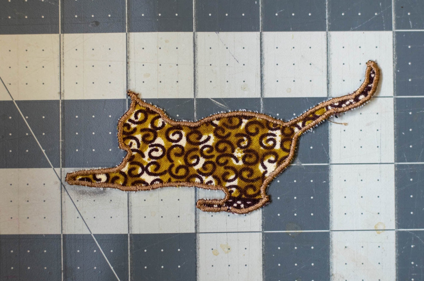 Stretching Cat Made from African Wax Print