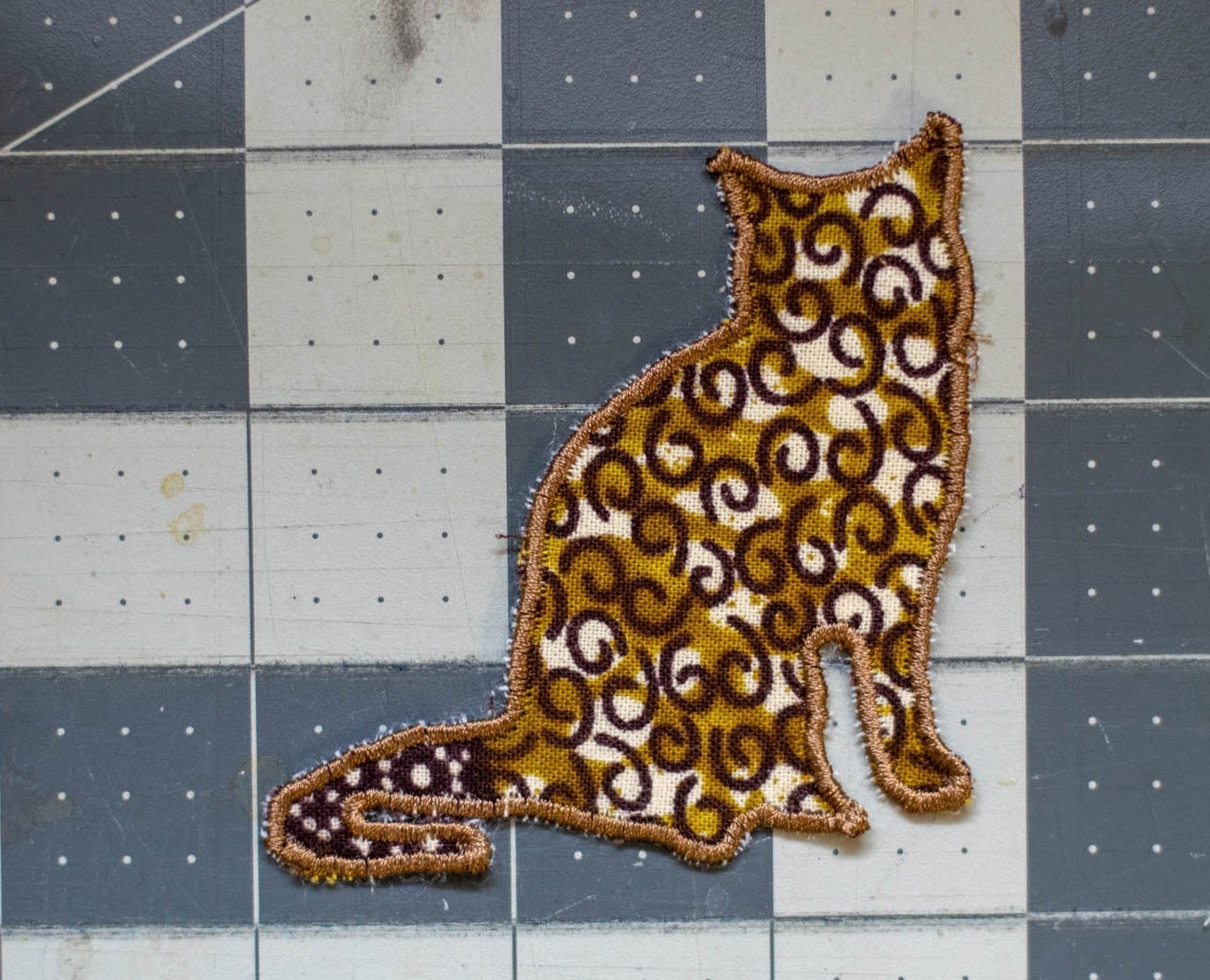 Sitting Cat Patch/Appliqué Made from African Wax Print