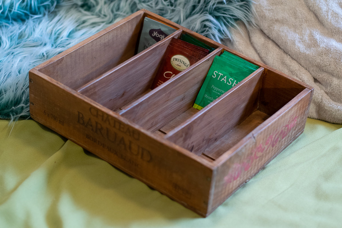 Teabag Container Repurposed from Wine Crate-2