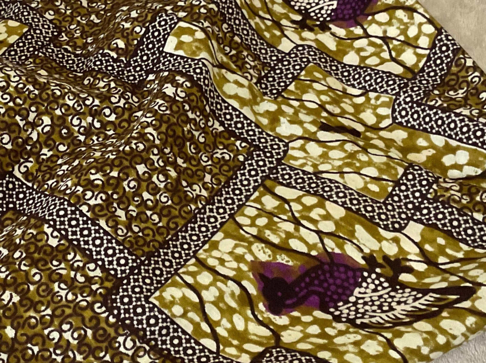 Reversible Azuma Sack Medium Made from Salvaged African Fabric D, fabric details