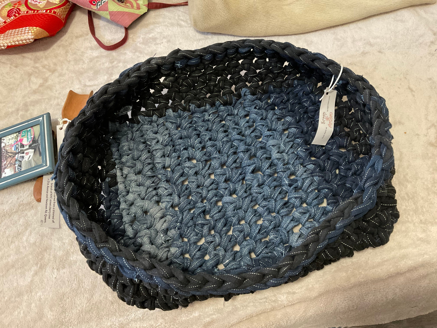 Eco Friendly Jean Basket — Large Rectangle, above