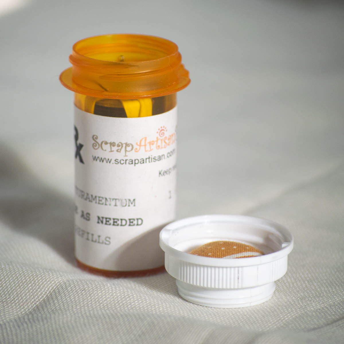 Upcycled Prescription Bottle Sewing Kit — Prescription Label, open
